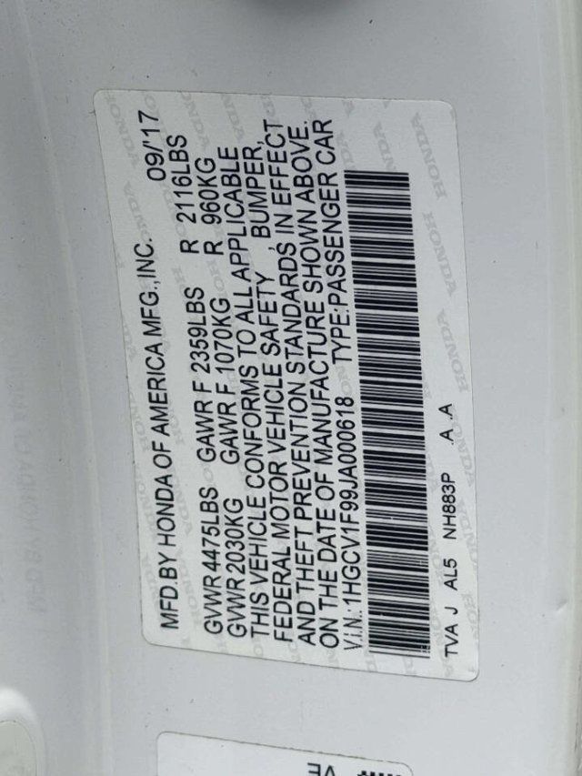 2018 Honda Accord Sedan Touring 4dr Sedan (1.5T I4) - 23015719 - 14