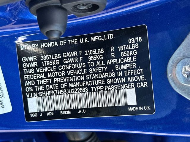 2018 Honda Civic Hatchback EX CVT - 22936632 - 21