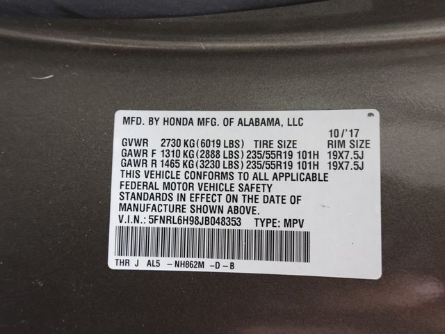 2018 Honda Odyssey Elite Automatic - 22949017 - 64