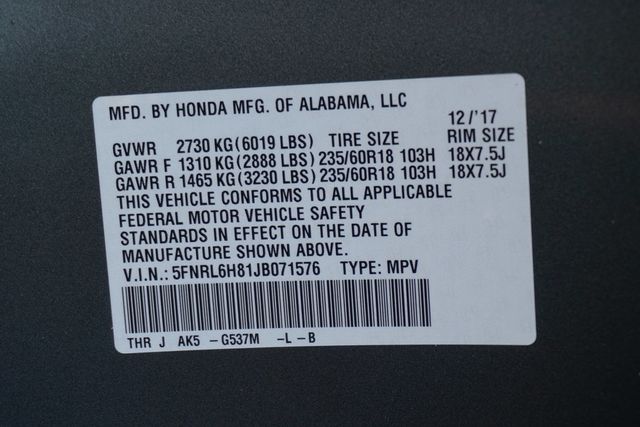 2018 Honda Odyssey Touring Automatic - 22950884 - 33