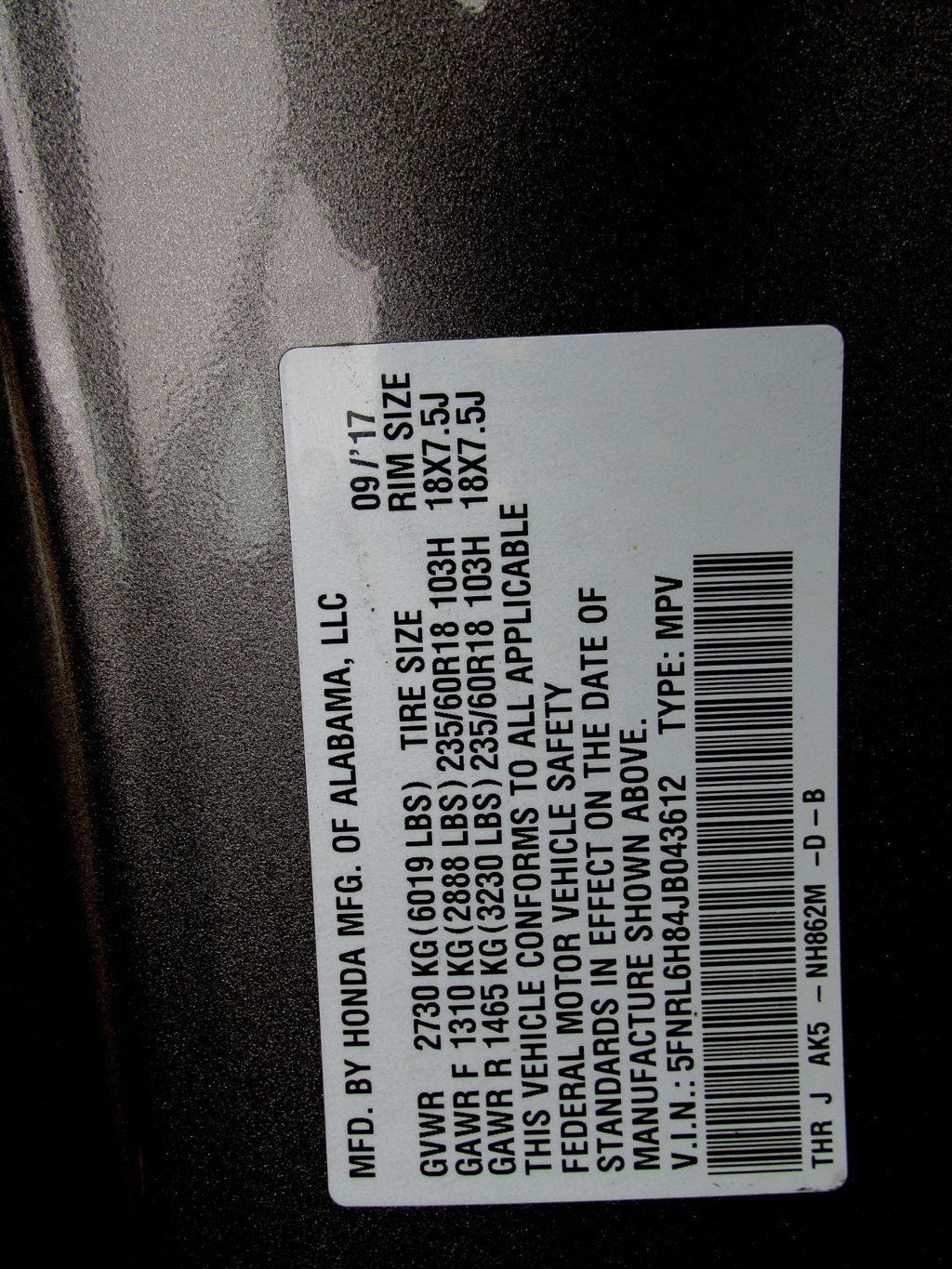 2018 Honda Odyssey Touring Automatic - 22948628 - 40