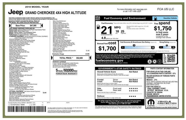 2018 Jeep Grand Cherokee High Altitude - 23096813 - 50