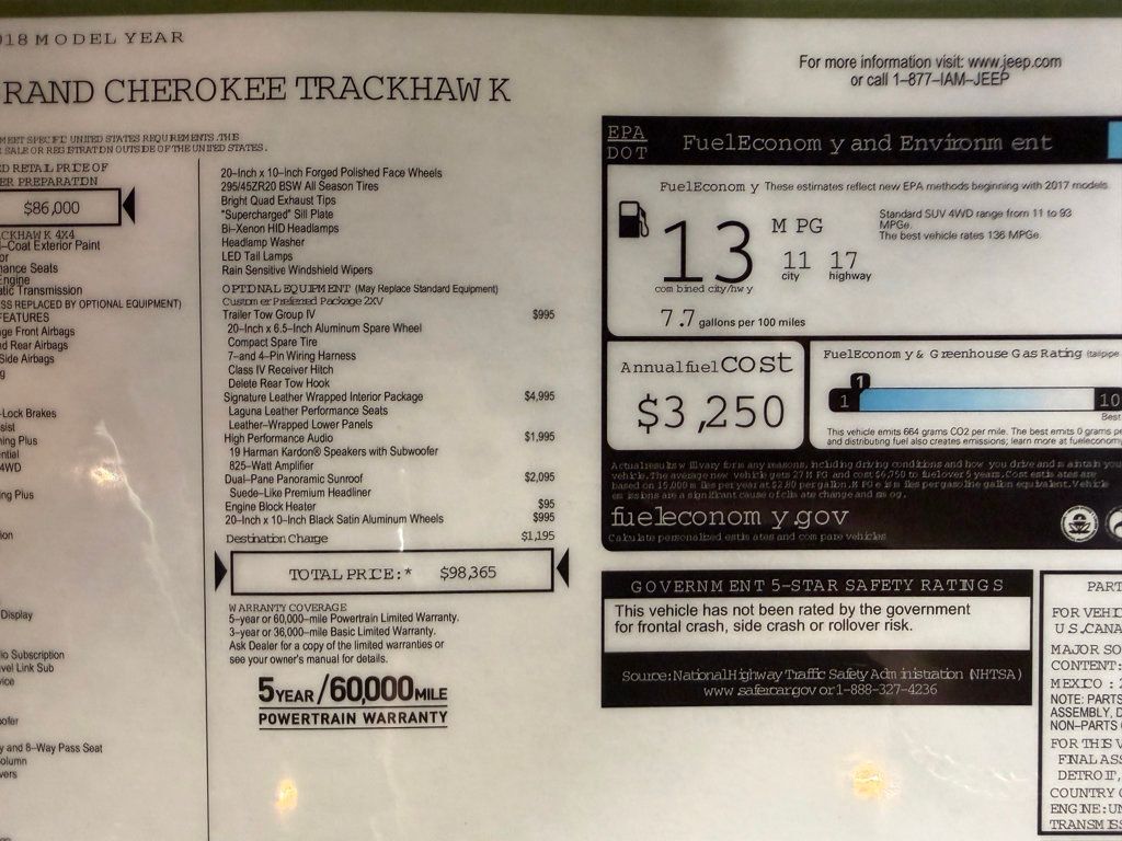 2018 Jeep Grand Cherokee Trackhawk 4x4 - 22919015 - 60