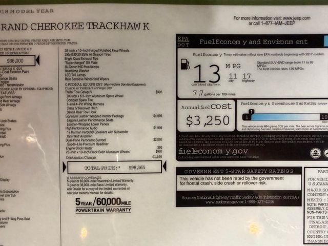 2018 Jeep Grand Cherokee Trackhawk 4x4 - 22919015 - 60