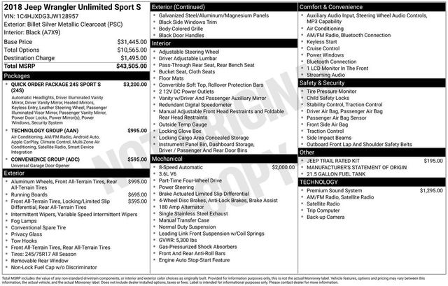 2018 Jeep Wrangler Unlimited Sport S - 22991078 - 5