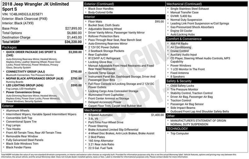 2018 Jeep Wrangler JK Unlimited Unlimited Sport - 23019688 - 5