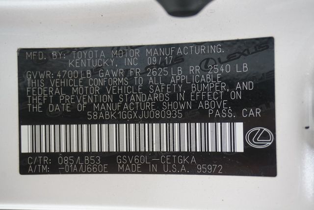 2018 Lexus ES ES 350 FWD - 23037896 - 37