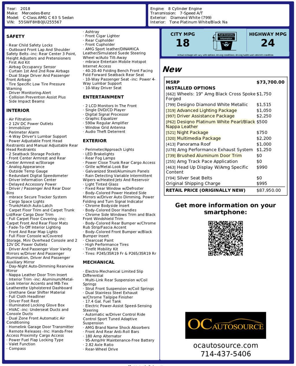 2018 Mercedes-Benz C-Class AMG C 63 S Sedan - 22918481 - 36