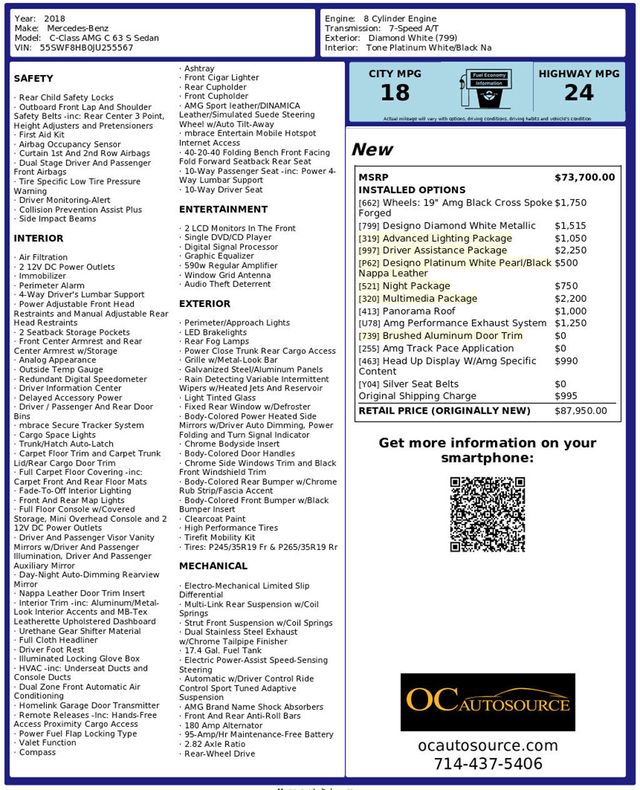 2018 Mercedes-Benz C-Class AMG C 63 S Sedan - 22918481 - 36