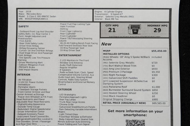 2018 Mercedes-Benz E-Class E 300 Sport 4MATIC Sedan - 23004687 - 57