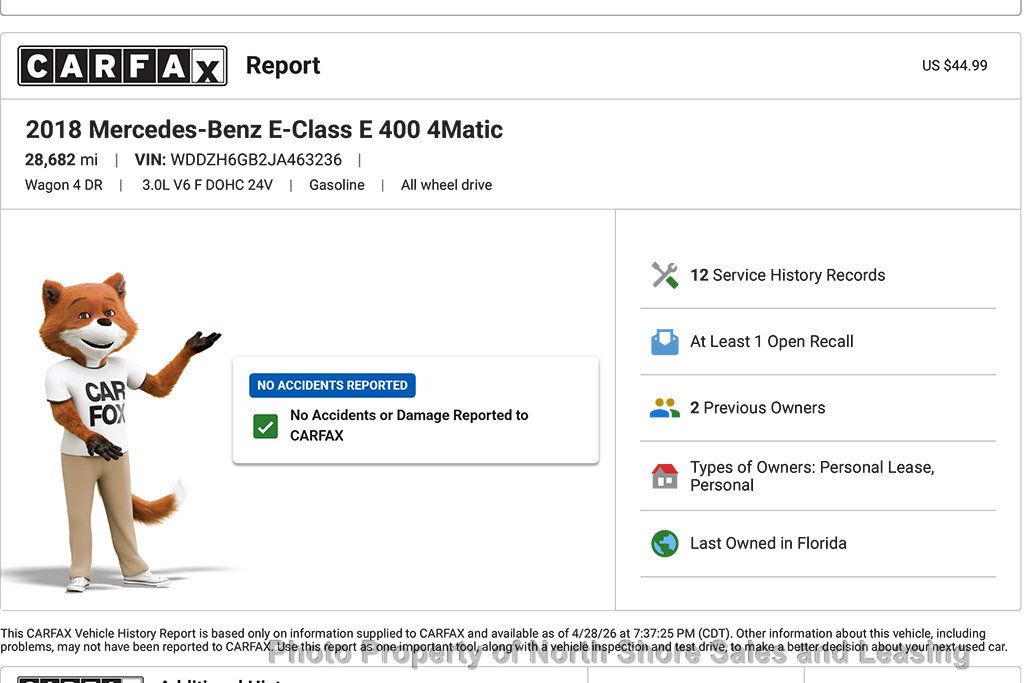 2018 Mercedes-Benz E-Class E 400 4MATIC Wagon - 23019785 - 1