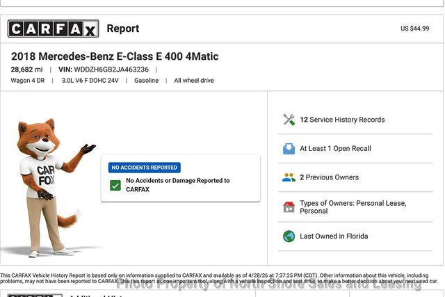 2018 Mercedes-Benz E-Class E 400 4MATIC Wagon - 23019785 - 1