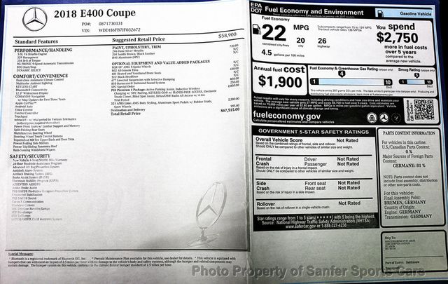 2018 Mercedes-Benz E-Class E 400 RWD Coupe - 23074419 - 45