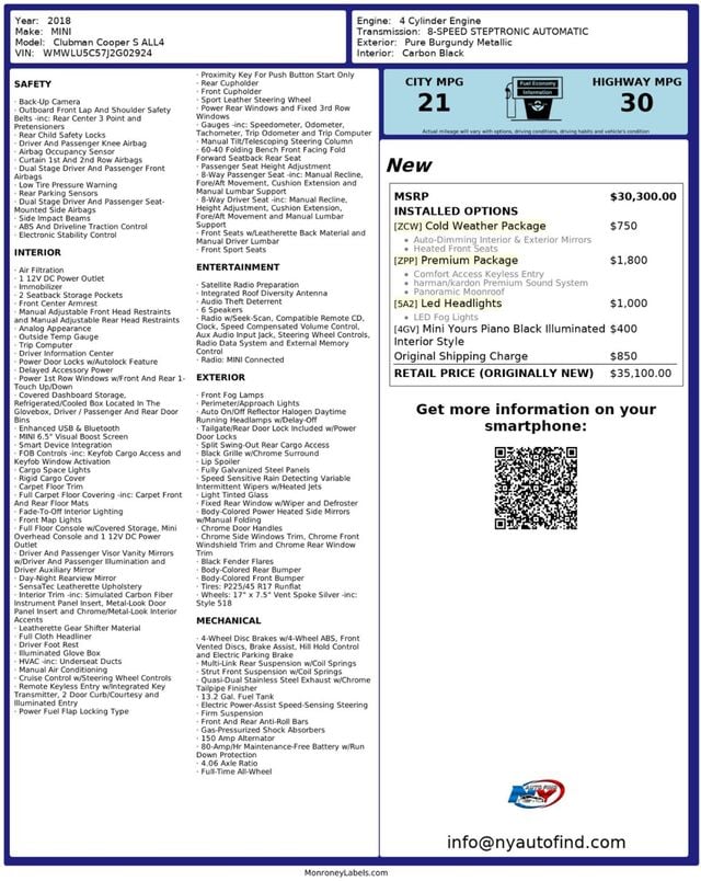 2018 MINI Cooper S Clubman CLEAN CARFAX, AWD, PAN SUNROOF, NAVI, HEATED SEATS, LED LIGHTS - 22933325 - 25