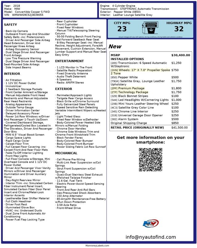 2018 MINI Cooper S Convertible CLEAN CARFAX, CONVERTIBLE, NAVIGATION, HEATED SEATS, LEATHER - 23000355 - 14