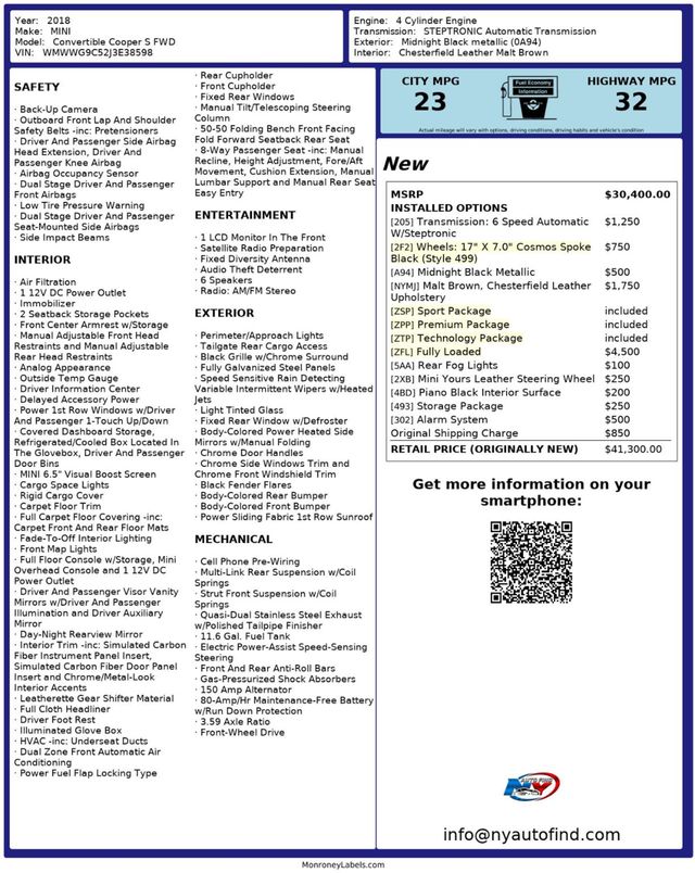 2018 MINI Cooper S Convertible CONVERTIBLE, FULLY LOADED, NAVI, HEATED SEATS, HARMAN KARDON - 22966546 - 23
