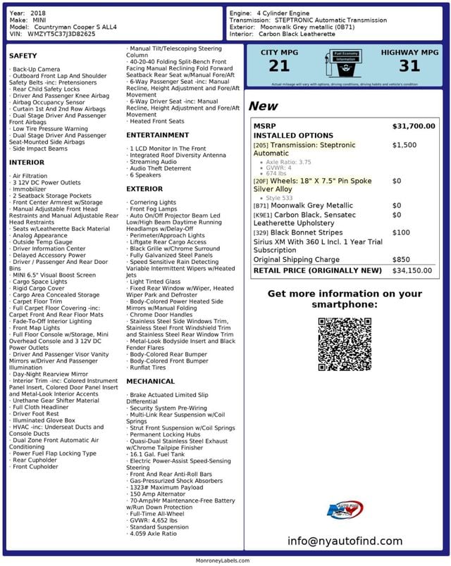 2018 MINI Cooper S Countryman CLEAN CARFAX, 1 OWNER, AWD, 18" WHEELS, HEATED SEATS, BACKUP CAM - 22960171 - 25