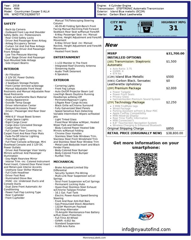 2018 MINI Cooper S Countryman CLEAN CARFAX, ONE OWNER, AWD, NAVI, WIRELESS CHARGE, PREMIUM PKG - 23000941 - 8