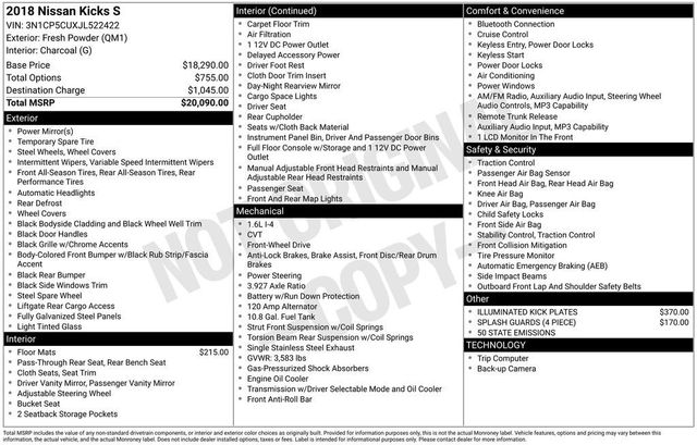 2018 Nissan Kicks S FWD - 23020760 - 5