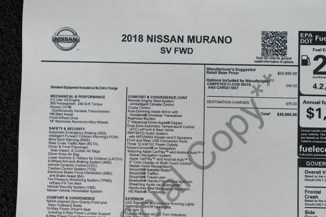 2018 Nissan Murano FWD SV - 23020796 - 46