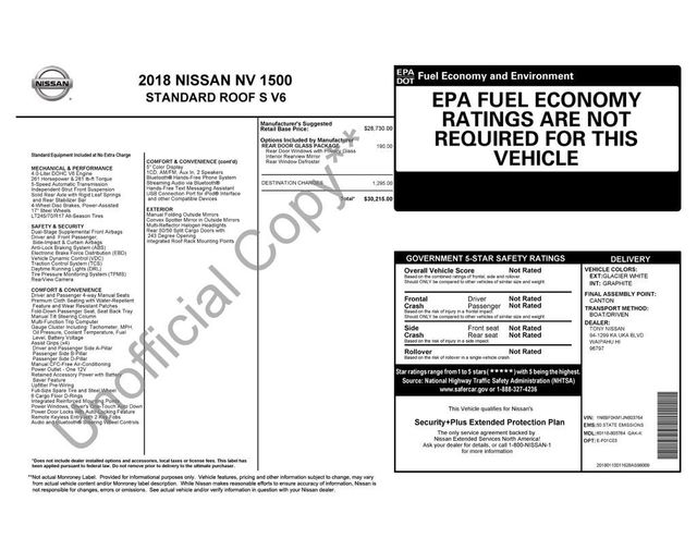2018 Nissan NV Cargo NV1500 Standard Roof V6 S - 22947952 - 5
