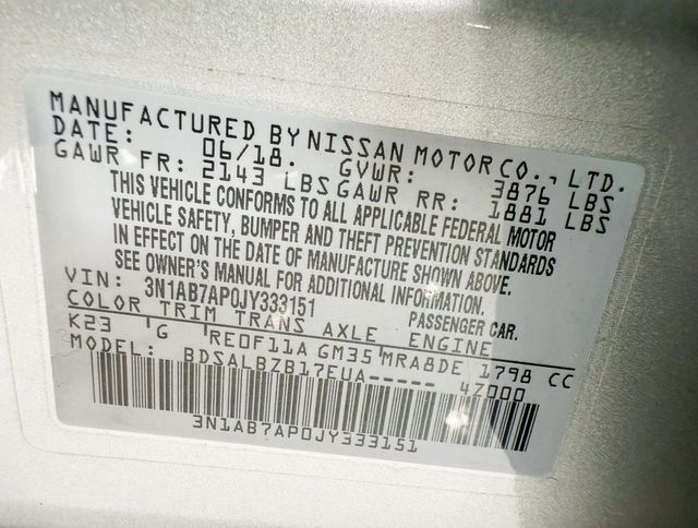 2018 Nissan Sentra S CVT - 22890799 - 32