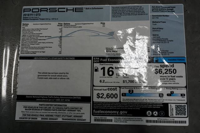 2018 Porsche 911 *991.2 GT3* *6-Speed Manual* *FAL* *Carbon Buckets* *PPF*  - 23035182 - 12
