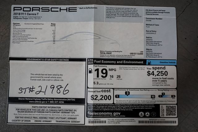 2018 Porsche 911 *Carrera T* *7-Speed Manual* *1-Owner* *Rear Axle Steering* - 23061754 - 77