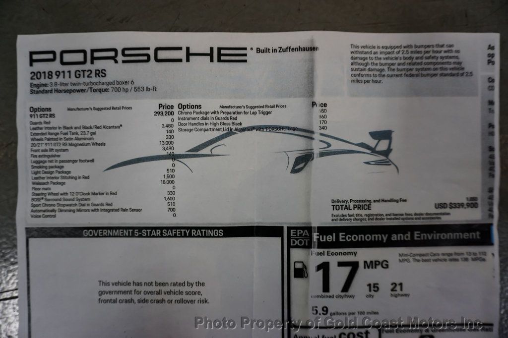 2018 Porsche 911 *GT2RS* *Weissach Package* *Magnesium Wheels* *Front Axle Lift* - 22359691 - 12