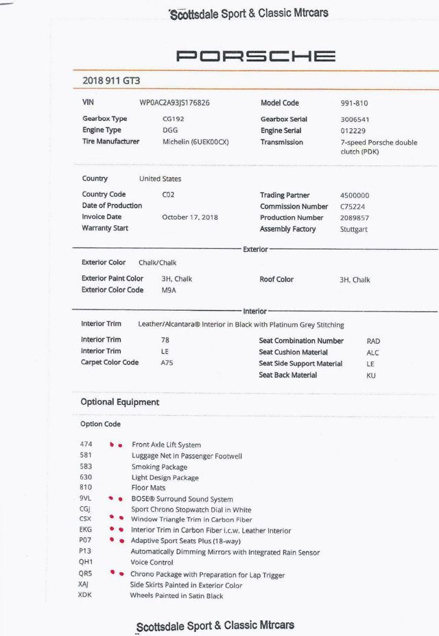 2018 Porsche 911 GT3 CHALK...3,265 Miles...As New GT3!! - 23025822 - 1