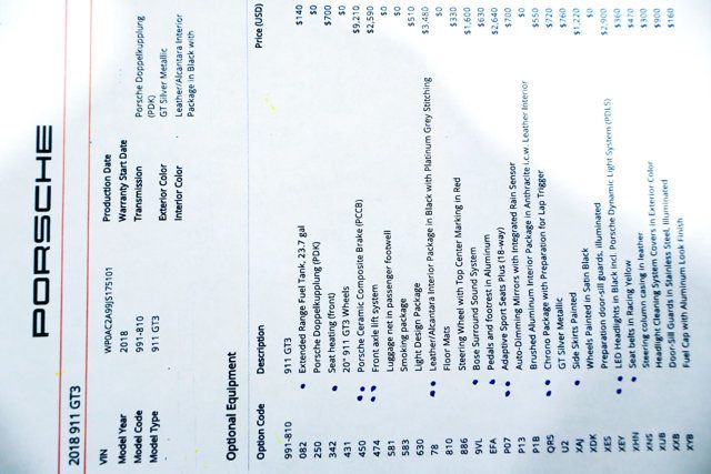 2018 Porsche 911 GT3 GT SILVER...8,798 Miles...Full GT3 Options! - 22950494 - 5