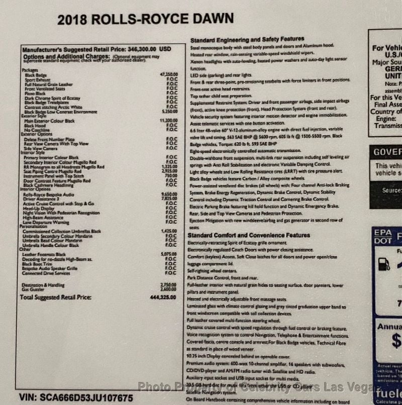 2018 Rolls-Royce Dawn BLACK BADGE $444k MSRP - 21770259 - 4