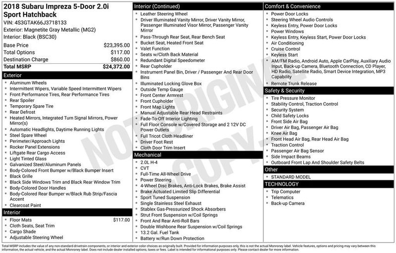 2018 Subaru Impreza 2.0i Sport 5-door CVT - 22954346 - 5