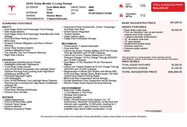 2018 Tesla Model 3 Long Range Battery AWD - 23078246 - 2