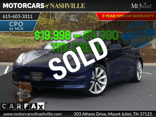 2018 Used Tesla Model 3 Long Range Battery AWD at MotorCars of Nashville Mt Juliet Serving Mt.Juliet TN IID 22718944