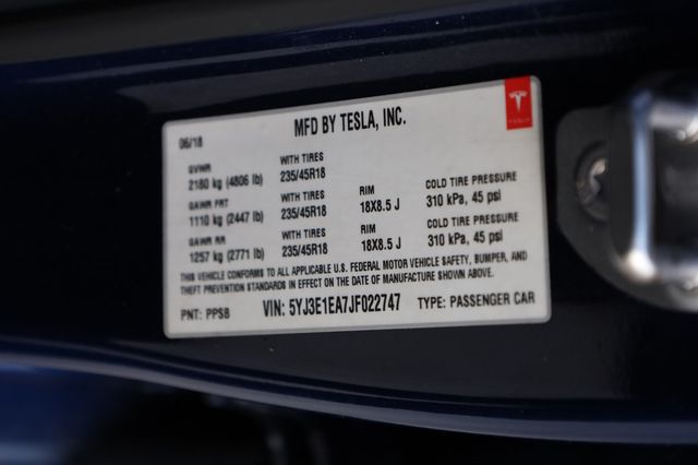 2018 Tesla Model 3 Long Range Battery RWD - 22890714 - 34