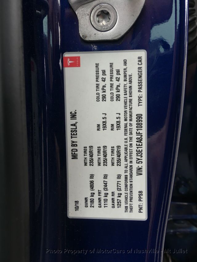 2018 Tesla Model 3 Long Range Battery RWD - 22994791 - 44