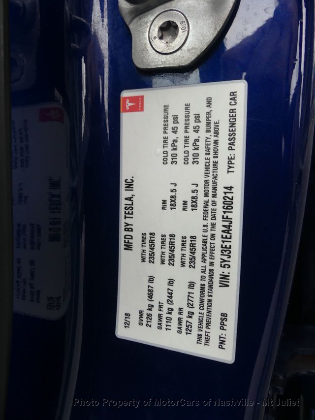 2018 Tesla Model 3 Mid Range Battery RWD - 22934206 - 41