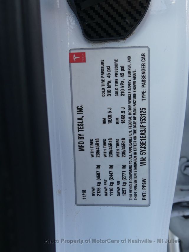 2018 Tesla Model 3 Mid Range Battery RWD - 22991999 - 44