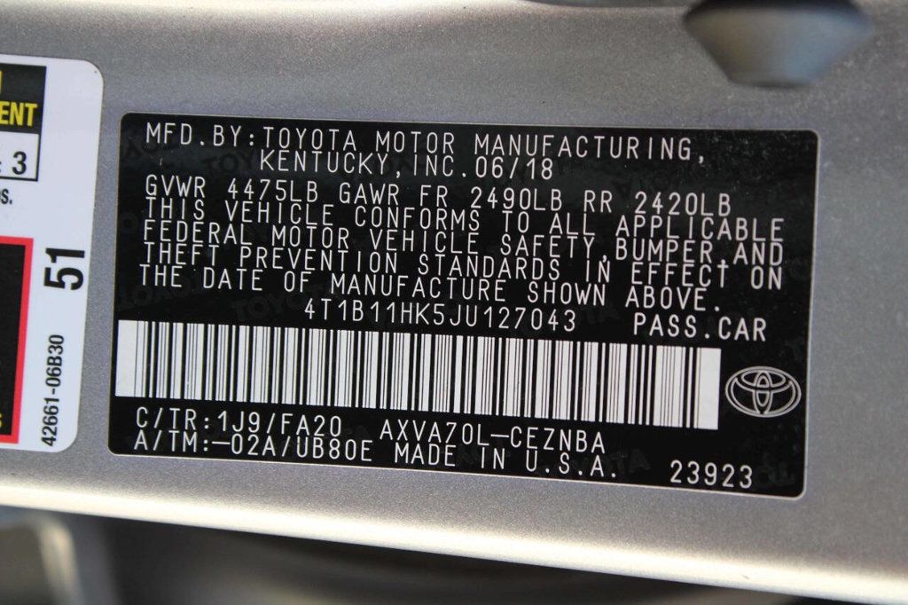 2018 Toyota Camry L Automatic - 22949707 - 26