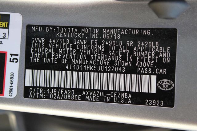 2018 Toyota Camry L Automatic - 22949707 - 26
