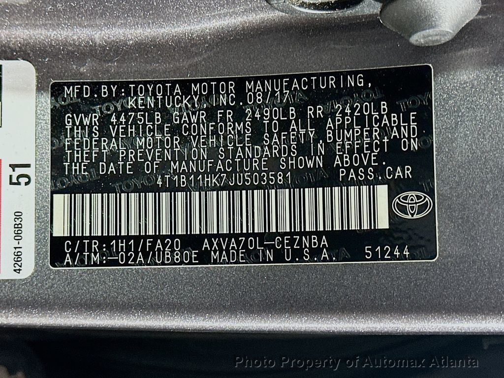 2018 Toyota Camry LE - 22609735 - 22