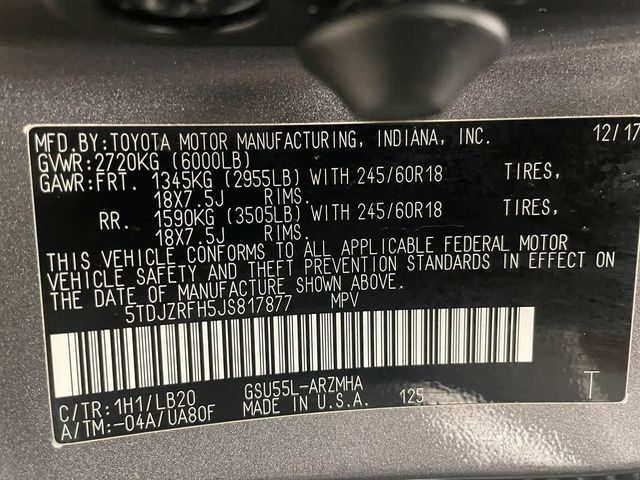 2018 Toyota Highlander XLE V6 AWD - 22997040 - 51