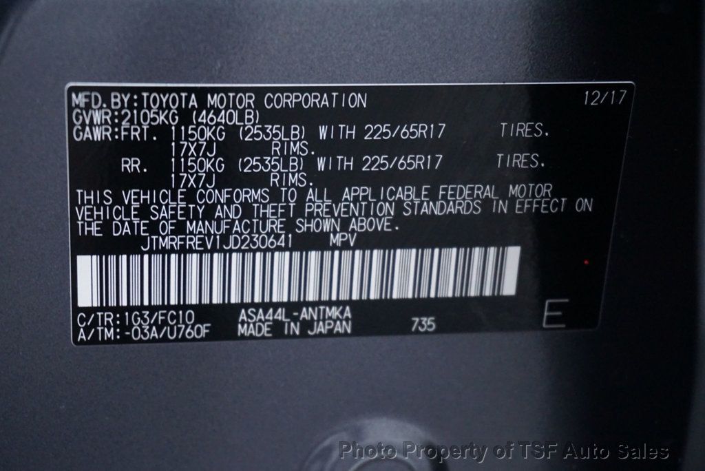 2018 Toyota RAV4 XLE AWD NAVIGATION REAR CAMERA SUNROOF BLIND SPOT/LANE DEPARTURE - 22947570 - 36