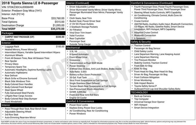 2018 Toyota Sienna LE Automatic Access Seat FWD 7-Passenger - 23050755 - 5