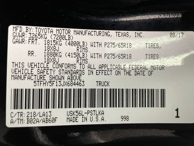 2018 Toyota Tundra 4WD SR5 CrewMax 5.5' Bed 5.7L - 22981517 - 52