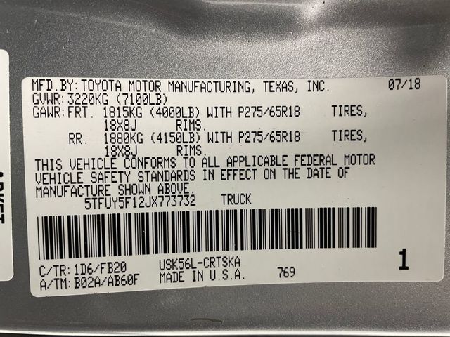 2018 Toyota Tundra 4WD SR5 Double Cab 6.5' Bed 5.7L - 23017765 - 53