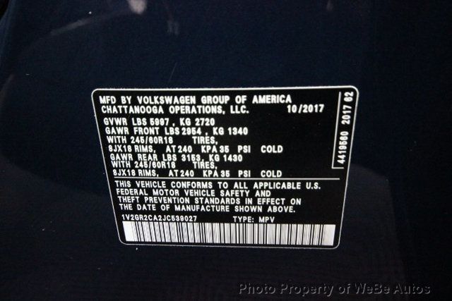 2018 Volkswagen Atlas 3.6L V6 S 4MOTION - 22867181 - 20