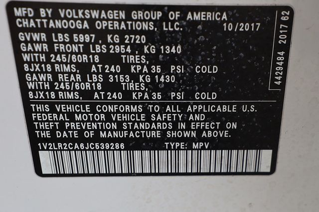 2018 VOLKSWAGEN ATLAS 3.6L V6 SE w/Technology 4MOTION - 23074828 - 34