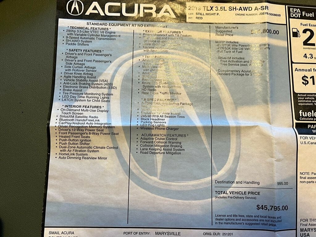 2019 Acura TLX HOTTER THAN GEORGIA ASPHALT!! - 22935782 - 19